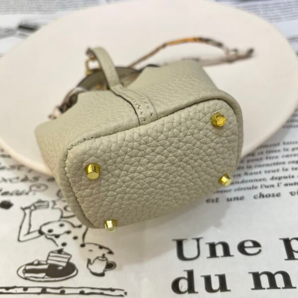 UK London 187 Factory Picotin Bag Charm Togo Leather CC10 Craie Gold Hardware