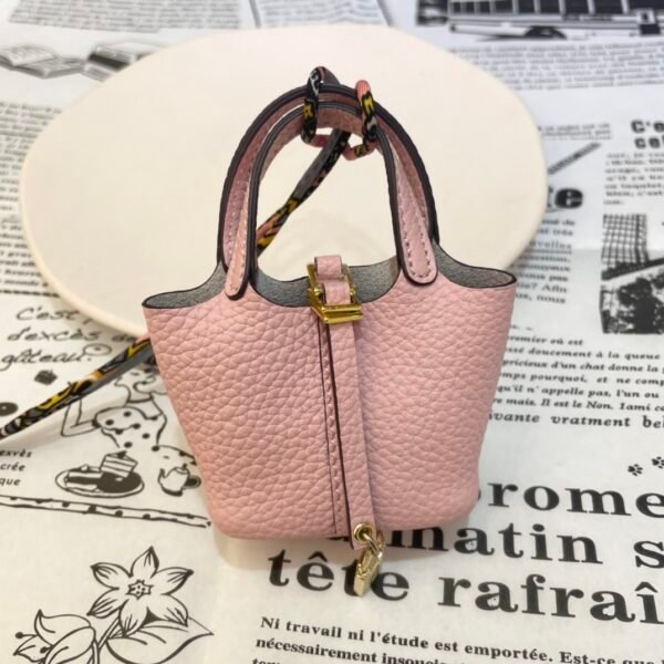 187 Factory Charm Price 3Q Rose Sakura Togo Leather Picotin Bag Charm Gold Hardware