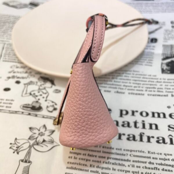 187 Factory Charm Price 3Q Rose Sakura Togo Leather Picotin Bag Charm Gold Hardware