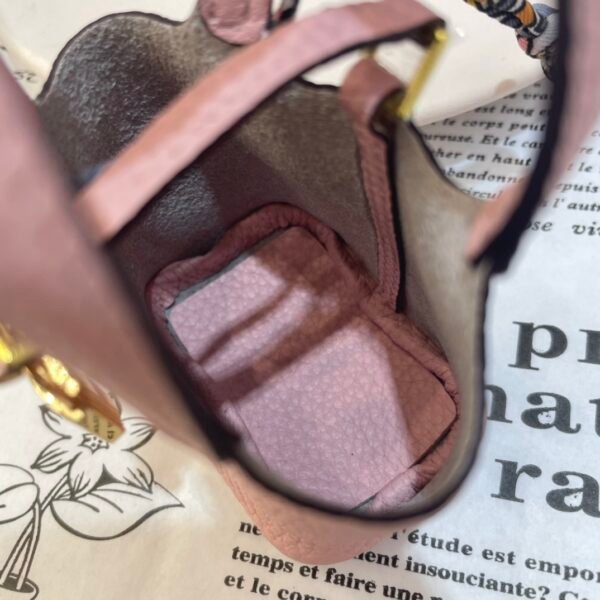 187 Factory Charm Price 3Q Rose Sakura Togo Leather Picotin Bag Charm Gold Hardware