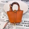 187 Factory Charm Image CC93 Orange Togo Leather Picotin Bag Charm Gold Hardware