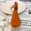 187 Factory Charm Image CC93 Orange Togo Leather Picotin Bag Charm Gold Hardware