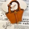 187 Factory Charm Image CC93 Orange Togo Leather Picotin Bag Charm Gold Hardware