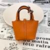 187 Factory Charm Image CC93 Orange Togo Leather Picotin Bag Charm Gold Hardware