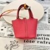 Handmade 187 Factory Charms Togo Leather Picotin Bag Charm U5 Rose Lipstick Gold Hardware