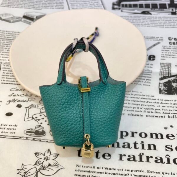 187 Factory Charm Price Z6 Malachite Togo Leather Picotin Bag Charm Gold Hardware