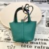 187 Factory Charm Price Z6 Malachite Togo Leather Picotin Bag Charm Gold Hardware