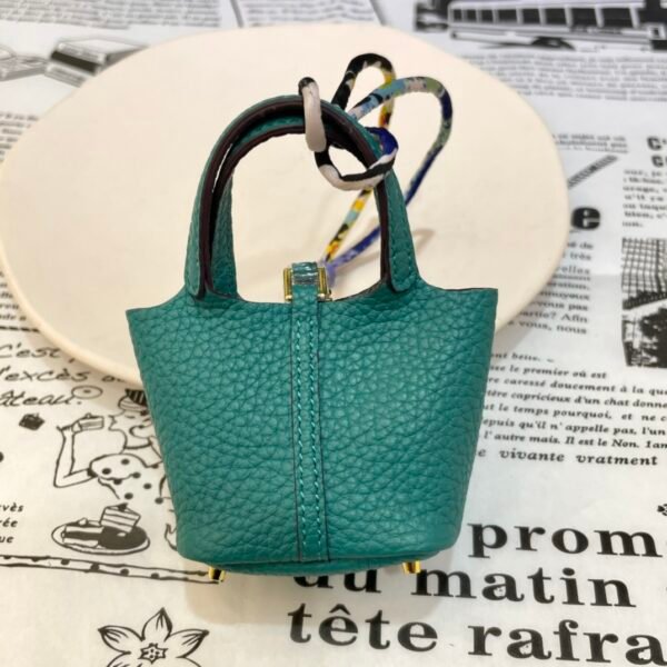 187 Factory Charm Price Z6 Malachite Togo Leather Picotin Bag Charm Gold Hardware