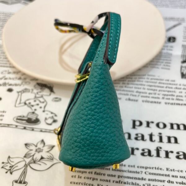 187 Factory Charm Price Z6 Malachite Togo Leather Picotin Bag Charm Gold Hardware