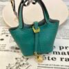187 Factory Charm Price Z6 Malachite Togo Leather Picotin Bag Charm Gold Hardware