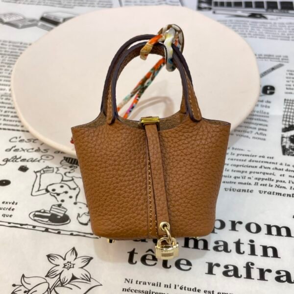 187 Factory Charm Images CC37 Gold Togo Leather Picotin Bag Charm Gold Hardware