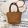 187 Factory Charm Images CC37 Gold Togo Leather Picotin Bag Charm Gold Hardware