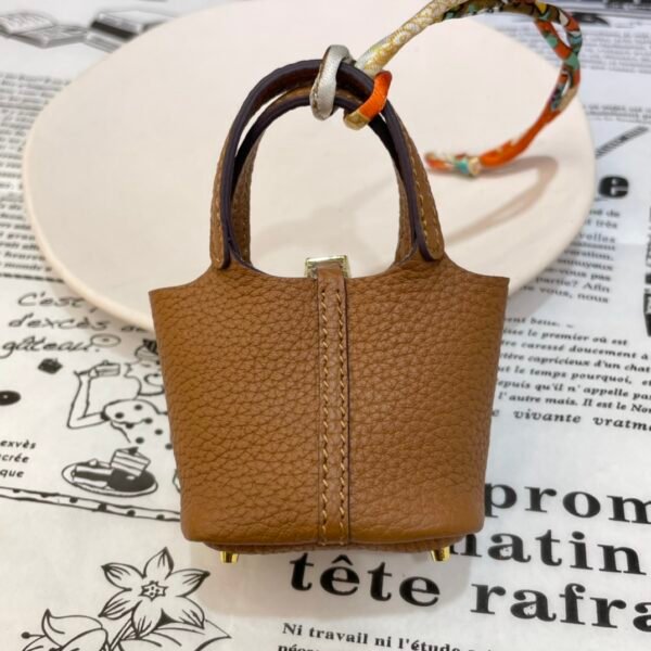 187 Factory Charm Images CC37 Gold Togo Leather Picotin Bag Charm Gold Hardware