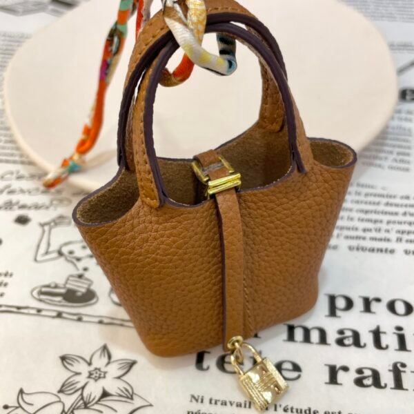187 Factory Charm Images CC37 Gold Togo Leather Picotin Bag Charm Gold Hardware