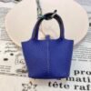 187 Factory Charm Price 7T Blue Electric Togo Leather Picotin Bag Charm Gold Hardware