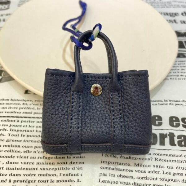 187 Factory Bag Pandent S4 Deep Blue Togo Leather Garden Party Charm Silver Hardware