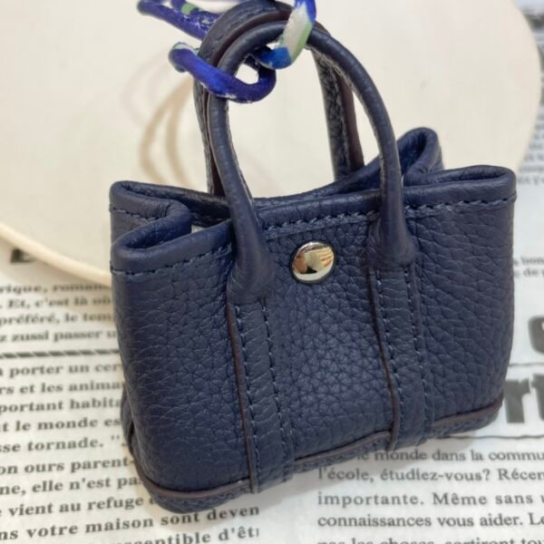 187 Factory Bag Pandent S4 Deep Blue Togo Leather Garden Party Charm Silver Hardware