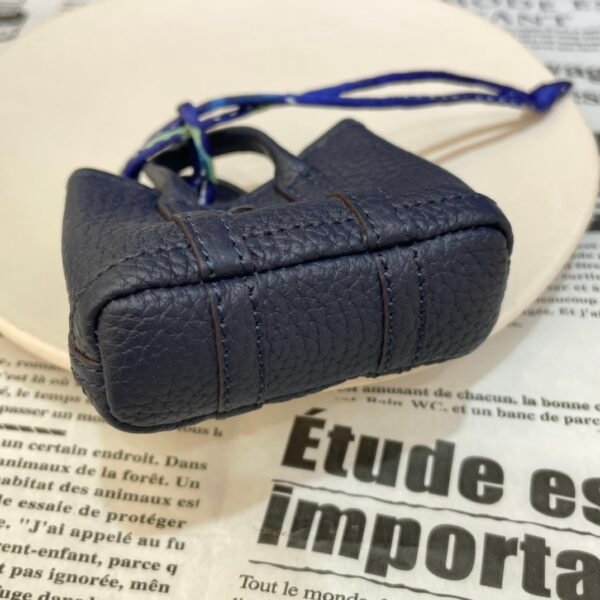 187 Factory Bag Pandent S4 Deep Blue Togo Leather Garden Party Charm Silver Hardware