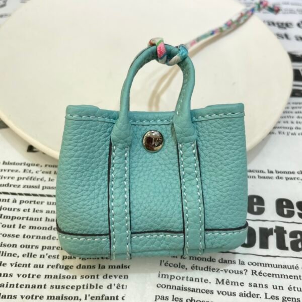 187 Factory Bag Ornament 3P Blue Atoll Togo Leather Garden Party Charm Silver Hardware
