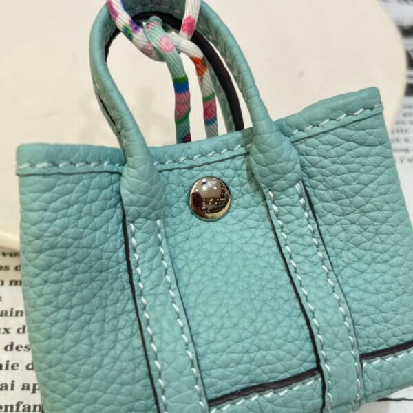 187 Factory Bag Ornament 3P Blue Atoll Togo Leather Garden Party Charm Silver Hardware