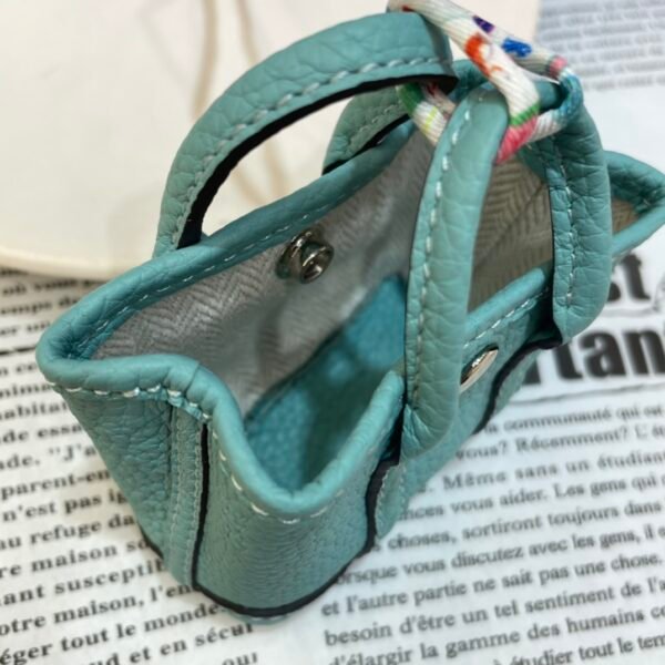 187 Factory Bag Ornament 3P Blue Atoll Togo Leather Garden Party Charm Silver Hardware