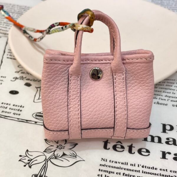187 Factory Bag Charm Rose Sakura Togo Leather Garden Party Charm Silver Hardware