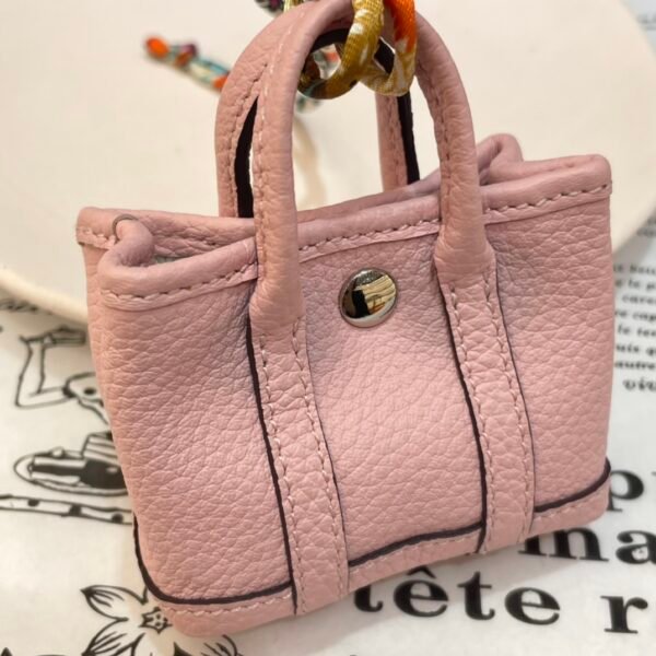 187 Factory Bag Charm Rose Sakura Togo Leather Garden Party Charm Silver Hardware