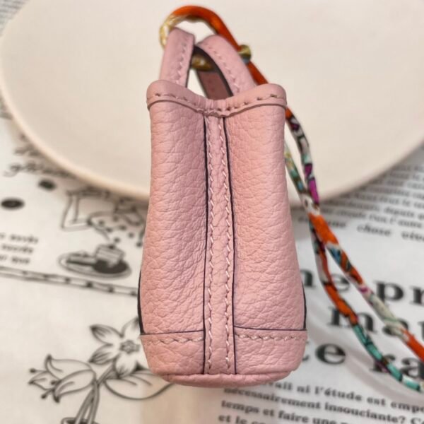 187 Factory Bag Charm Rose Sakura Togo Leather Garden Party Charm Silver Hardware