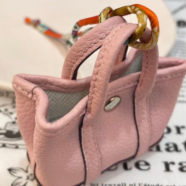 187 Factory Bag Charm Rose Sakura Togo Leather Garden Party Charm Silver Hardware
