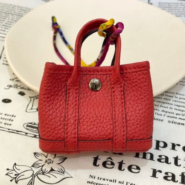 Handmad 187 Factory Rouge Casaque Togo Leather Garden Party Charm Pendant Silver Hardware