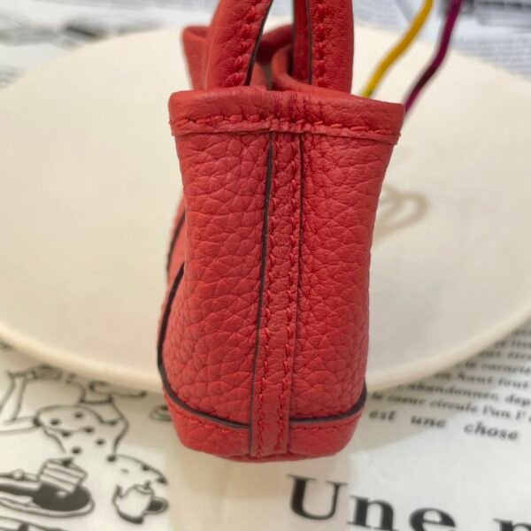 Handmad 187 Factory Rouge Casaque Togo Leather Garden Party Charm Pendant Silver Hardware