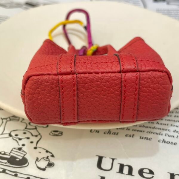 Handmad 187 Factory Rouge Casaque Togo Leather Garden Party Charm Pendant Silver Hardware