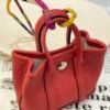 Handmad 187 Factory Rouge Casaque Togo Leather Garden Party Charm Pendant Silver Hardware