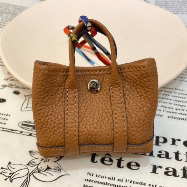 Handmade 187 Factory 37 Gold Togo Leather Garden Party Charm Silver Hardware