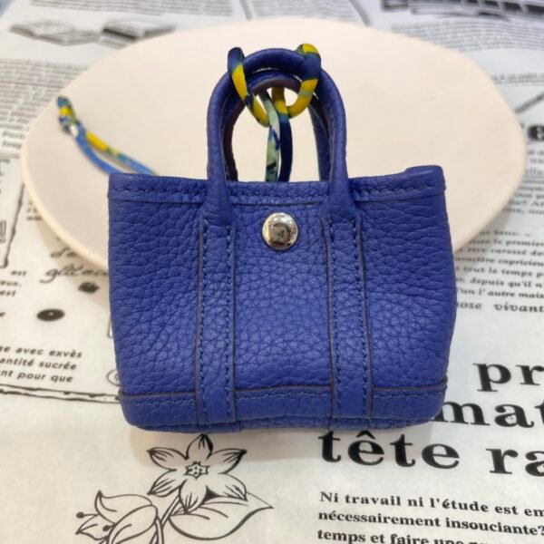 187 Factory Bag Pendant Garden Party Charm Togo Leather Blue Electric Silver Hardware