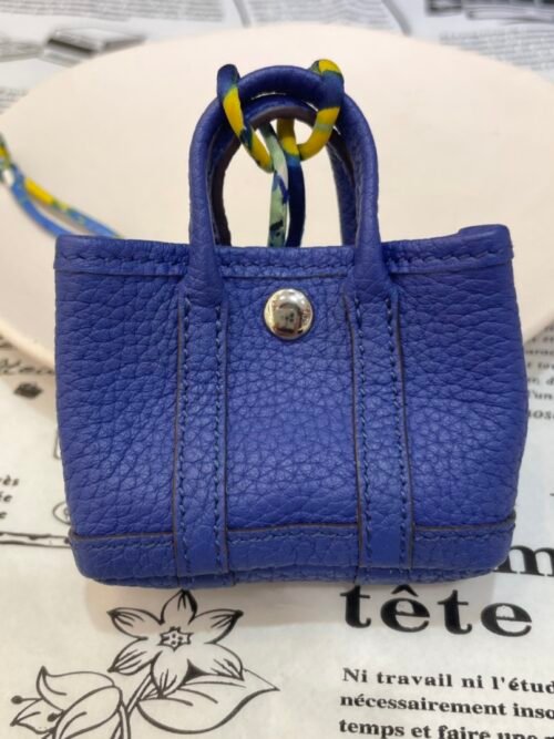 187 Factory Bag Pendant Garden Party Charm Togo Leather Blue Electric Silver Hardware
